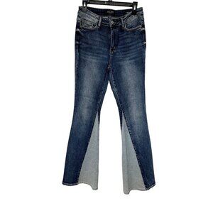 Judy Blue Flare Fit Blue Jeans Size 7/28 Stretch Denim Mixed‎ Wash Bell Bottoms